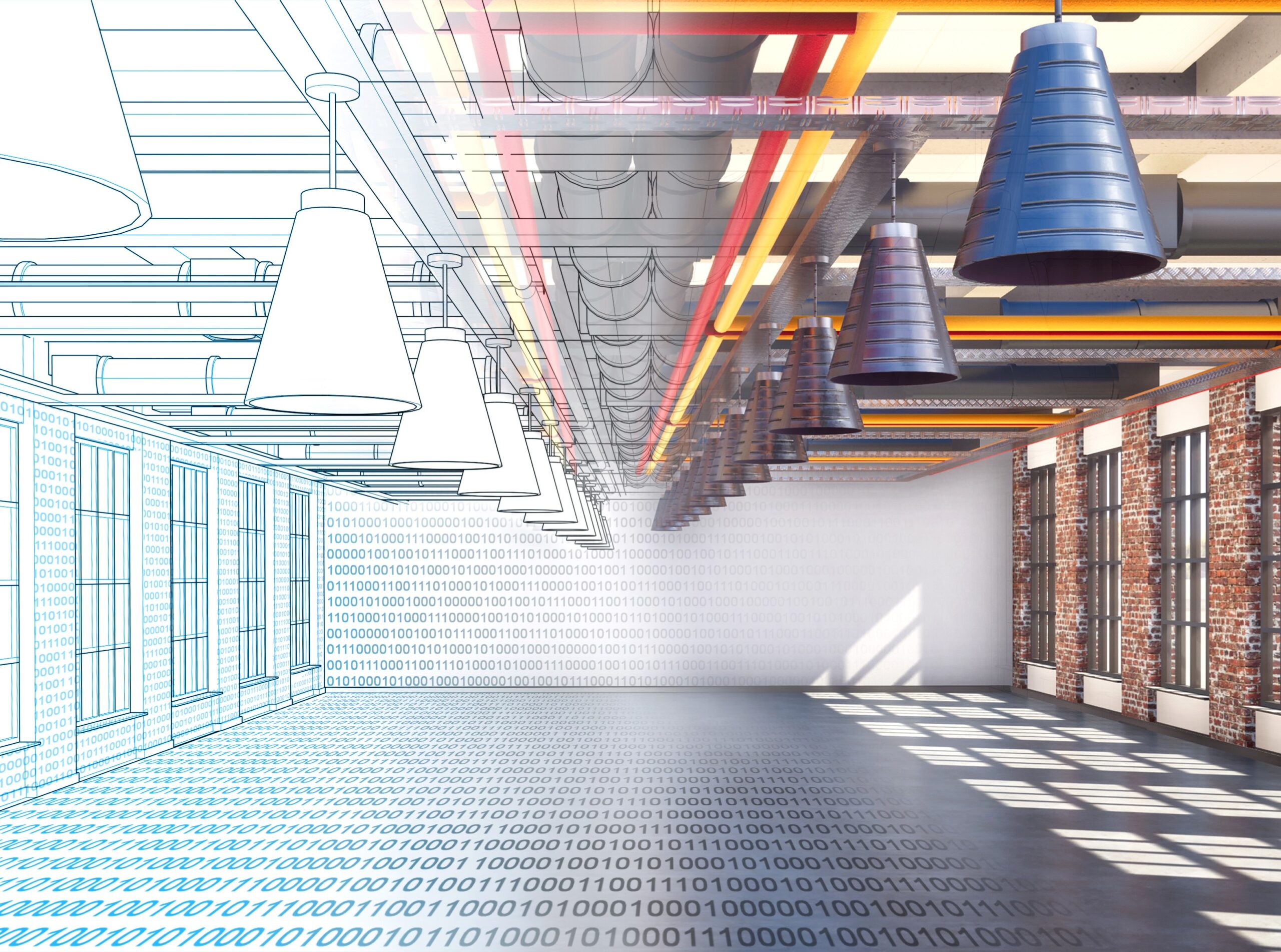 Stylized representation of a scan of a room